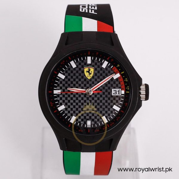 Ferrari Men’s Quartz Black Silicone Strap Black Dial 44mm Watch 0830131