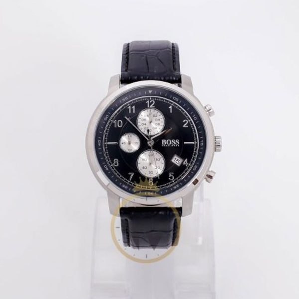 Hugo Boss Men’s Quartz Black Leather Strap Black Dial 46mm Watch 1512646