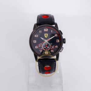 Ferrari Men’s Quartz Black Leather Strap Black Dial 44mm Watch 0830059