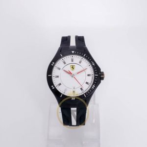 Ferrari Men’s Quartz Black Silicone Strap White Dial 44mm Watch 830104