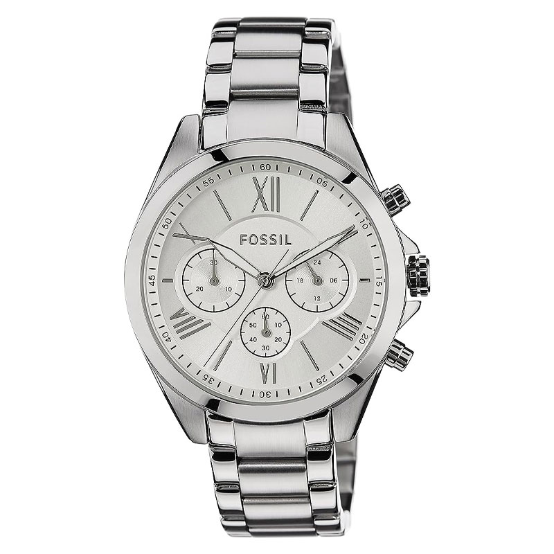 Fossil Women’s Quartz Silver Stainless Steel White Dial 40mm Watch ...