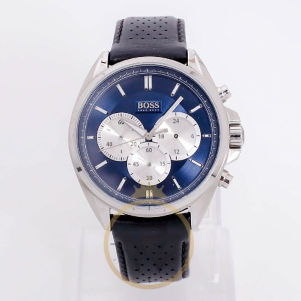Hugo Boss Men’s Quartz Black Leather Strap Blue Dial 44mm Watch 1502465
