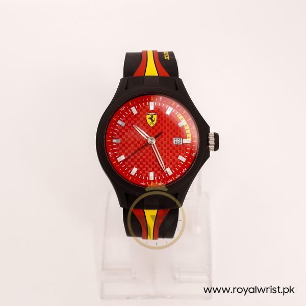 Ferrari Men’s Quartz Multi Silicone Strap Red Dial 44mm Watch 830009