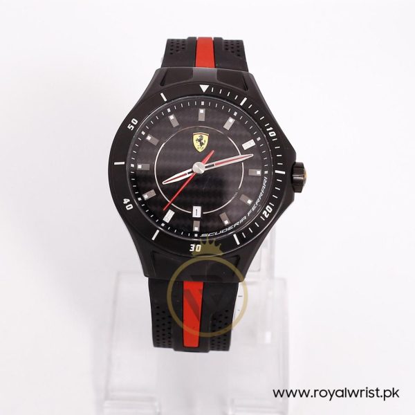 Ferrari Men’s Quartz Black Silicone Strap Black Dial 44mm Watch 830079