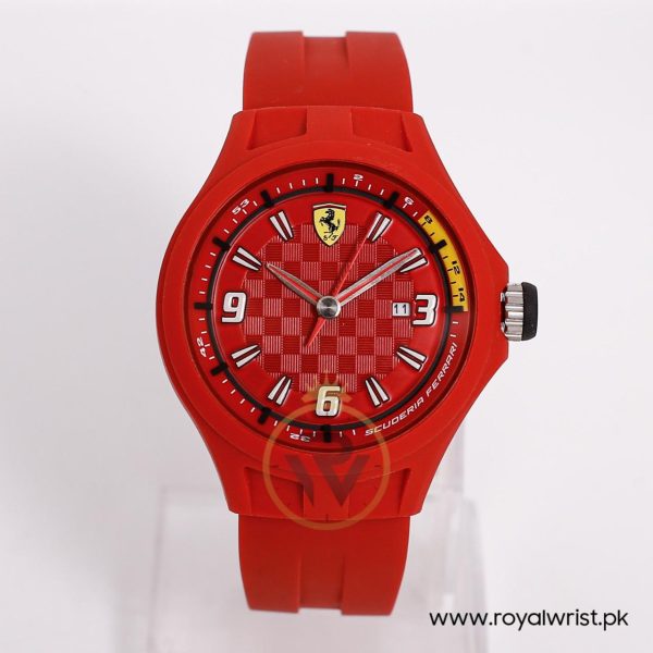 Ferrari Men’s Quartz Red Silicone Strap Red Dial 44mm Watch 0830007