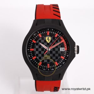 Ferrari Men’s Quartz Red Silicone Strap Black Dial 44mm Watch 830128