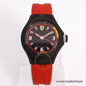 Ferrari Men’s Quartz Red Silicone Strap Black Dial 38mm Watch 820002