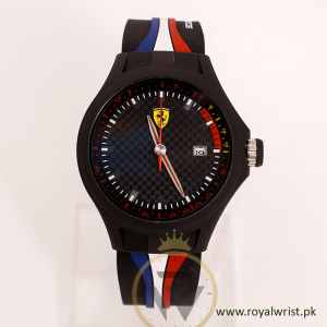 Ferrari Men’s Quartz Multi Silicone Strap Black Dial 44mm Watch 8300098