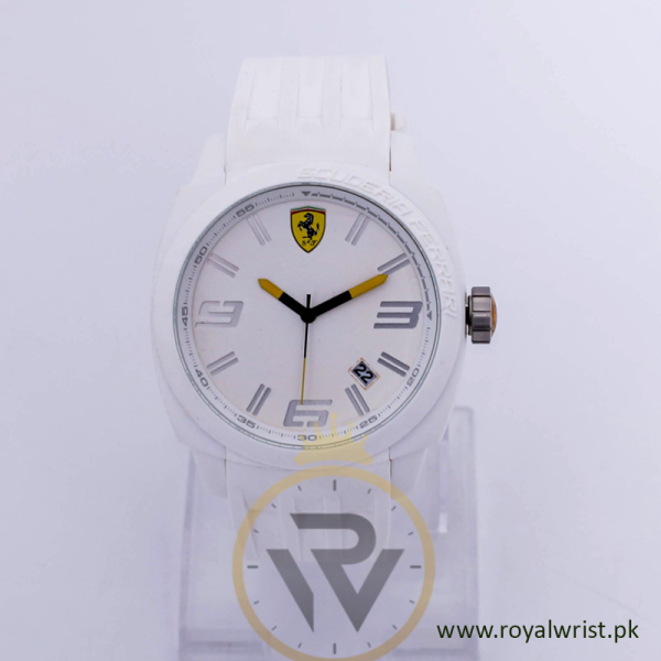 Ferrari Men’s Quartz White Silicone Strap White Dial 46mm Watch 830113