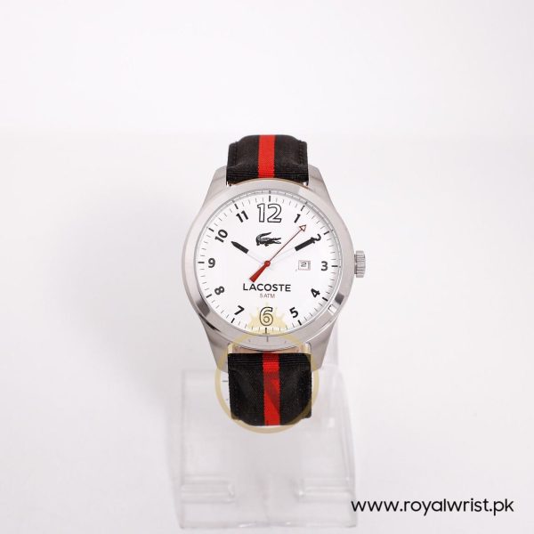 Lacoste Men’s Quartz Red & Black Nylone Strap White Dial 44mm Watch 2010723