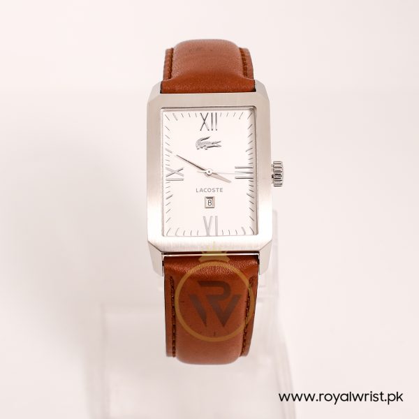 Lacoste Men’s Quartz Brown Leather Strap White Dial 29mm Watch 2010601