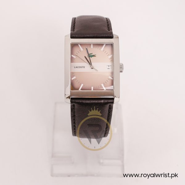 Lacoste Men’s Quartz Black Leather Strap Light Pink Dial 33mm Watch 201519