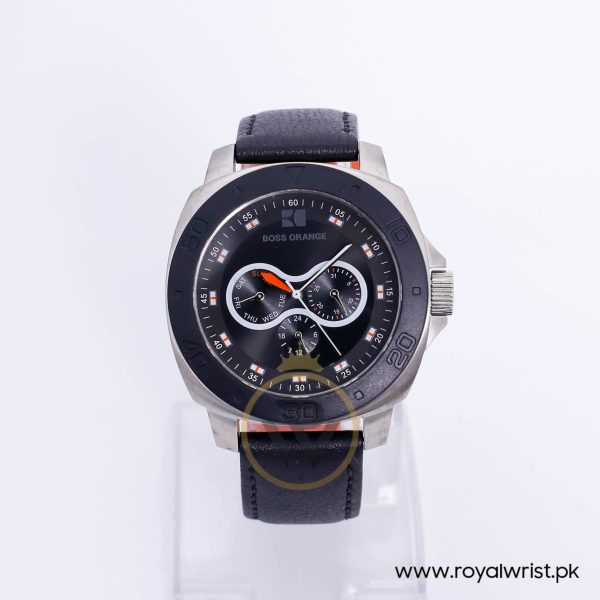 Hugo Boss Men’s Quartz Black Leather Strap Black Dial 46mm Watch 1512672