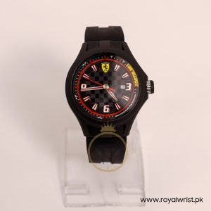 Ferrari Men’s Quartz Black Silicone Strap Black Dial 44mm Watch 820001