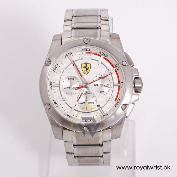 Ferrari Men’s Quartz Silver Stainless Steel Silver White Dial 46mm Watch 0830091