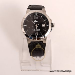 Lacoste Men’s Quartz Black Leather Strap Black Dial 44mm Watch 2010727