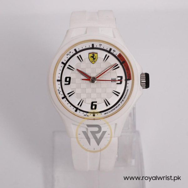 Ferrari Men’s Quartz White Silicone Strap White Dial 44mm Watch 0830003