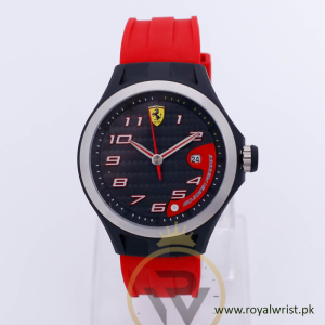 Ferrari Men’s Quartz Red Silicone Strap Black Dial 42mm Watch 0830014