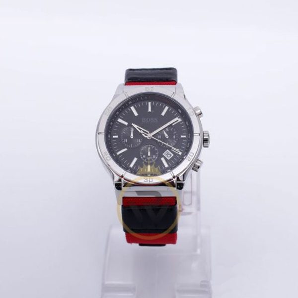 Hugo Boss Men’s Quartz Red Nylon Strap Black Dial 44mm Watch 1512584
