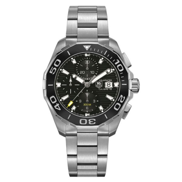 Tag Heuer Aquaracer Men’s Automatic Swiss Made Silver Stainless Steel Black Dial 43mm Watch CAY211A.BA0927