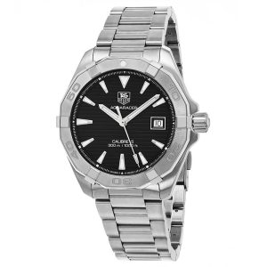 Tag Heuer Aquaracer Men’s Automatic Swiss Made Silver Stainless Steel Black Dial 41mm Watch WAY2110.BA0928