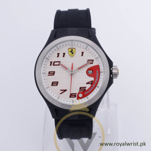 Ferrari Men’s Quartz Black Silicone Strap White Dial 42mm Watch 830013