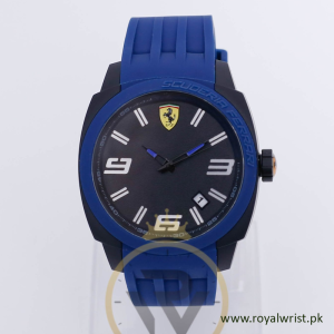 Ferrari Men’s Quartz Blue Silicone Strap Black Dial 46mm Watch 830120