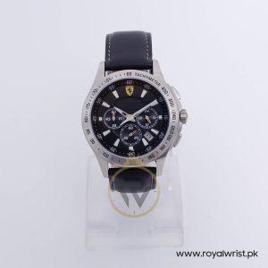 Ferrari Men’s Quartz Black Leather Strap Black Dial 44mm Watch 830039