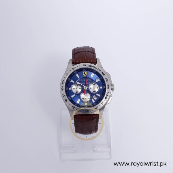 Ferrari Men’s Quartz Brown Leather Strap Blue Dial 44mm Watch 0830041/2
