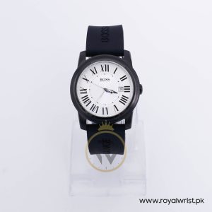 Hugo Boss Men’s Quartz Black Silicone Strap Silver White Dial 40mm Watch 1512715/3