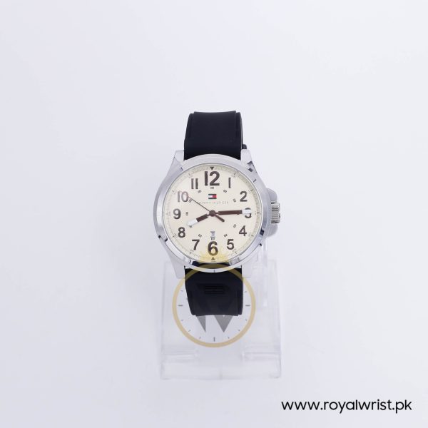 Tommy Hilfiger Men’s Quartz Black Silicone Strap Off-White Dial 44mm Watch TH1651141153