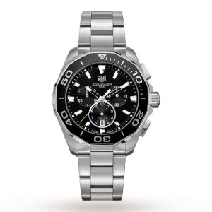 Tag Heuer Men’s Aquaracer Quartz Swiss Made Silver Stainless Steel Black Dial 43mm Watch CAY111A.BA0927