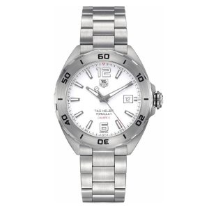 Tag Heuer Men’s Automatic Swiss Made Silver Stainless Steel White Dial 41mm Watch WAZ2114.BA0875
