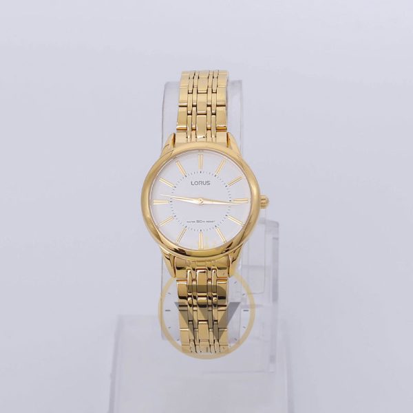 Lorus Women’s Quartz Gold Stainless Steel White Dial 30mm Watch RG202QX9