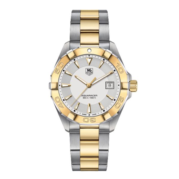 Tag Heuer Aquaracer Men’s Quartz Swiss Made Two-tone Stainless Steel Grey Dial 41mm Watch WAY1120.BB0930