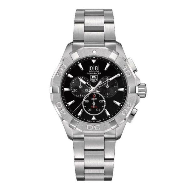 Tag Heuer Aquaracer Men’s Quartz Swiss Made Silver Stainless Steel Black Dial 43mm Watch CAY1110.BA0927