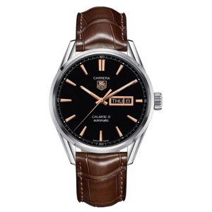 Tag Heuer Carrera Men’s Automatic Swiss Made Brown Leather Strap Black Dial 41mm Watch WAR201C.FC6291