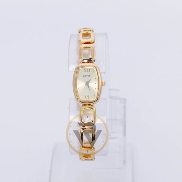 Lorus Women’s Quartz Gold Stainless Steel Gold Dial 16mm Watch REG46DX9