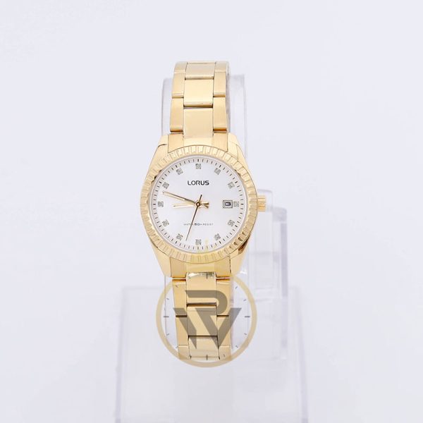 Lorus Women’s Quartz Gold Stainless Steel Silver Dial 28mm Watch RJ282AX9