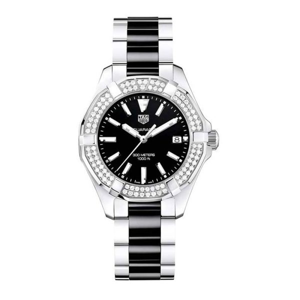 Tag Heuer Aquaracer Women’s Quartz Swiss Made Two-tone Stainless Steel Black Dial 35mm Watch WAY131E.BA0913