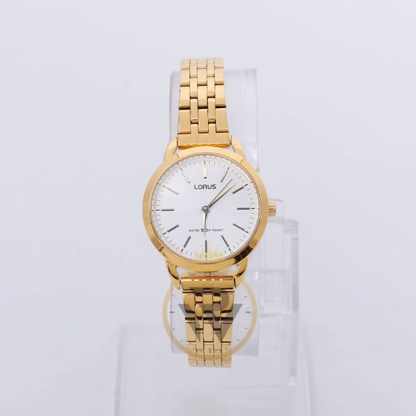 Lorus Women’s Quartz Gold Stainless Steel White Dial 28mm Watch RG230NX9