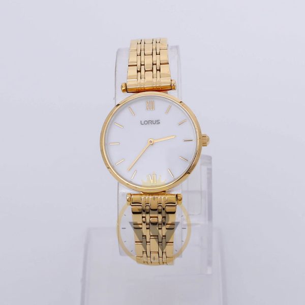 Lorus Women’s Quartz Gold Stainless Steel Mother Of Pearl Dial 32mm Watch RRW92EX9
