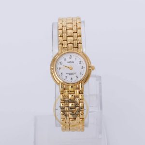 Lorus Women’s Quartz Gold Stainless Steel White Dial 25mm Watch RRS28AX