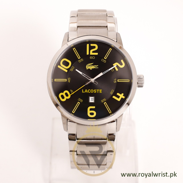 Lacoste Men’s Quartz Silver Stainless Steel Black Dial 44mm Watch 2010510