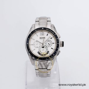 Hugo Boss Men’s Quartz Silver Stainless Steel White Dial 46mm Watch 1512405