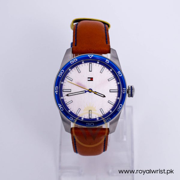 Tommy Hilfiger Men’s Quartz Brown Leather Strap Silver Dial 42mm Watch 1790928