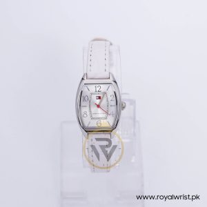 Tommy Hilfiger Women’s Quartz White Leather Strap Silver Dial 24mm Watch 1780760
