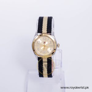 Tommy Hilfiger Women’s Quartz Two-tone Nylone Strap Gold Dial 30mm Watch 1781297