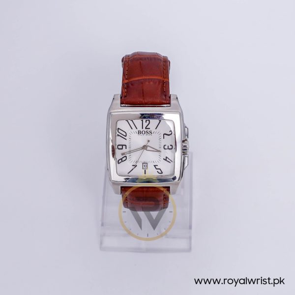 Hugo Boss Men’s Quartz Brown Leather Strap White Dial 38mm Watch 1512497/2