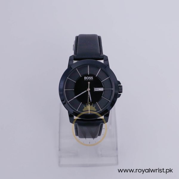 Hugo Boss Men’s Quartz Black Leather Strap Black Dial 44mm Watch 1512904